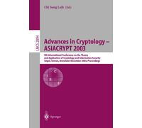 Chi Sung Laih Advances in Cryptology - ASIACRYPT 2003: 9th Internati (Tascabile)