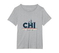 Chi Town Skyline Urbano Orgoglio per Gli Amanti della Città Maglietta, Donna Plus-Size, Grigio Melange, 5X