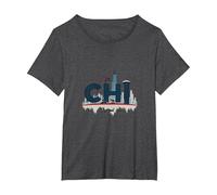 Chi Town Skyline Urbano Orgoglio per Gli Amanti della Città Maglietta, Donna Plus-Size, Grigio Scuro, 5X
