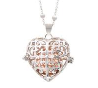 Chiama Angeli Collana placcata in Oro Bianco Donna Ragazza Regalo Gravidanza in Acciaio e Lega di Bronzo con Ciondolo Traforato a Forma di Cuore