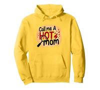 Chiamami Una Mamma Calda ardente Divertente Umorismo maternità Felpa con Cappuccio, Unisex per Adulti, Limone, XXL