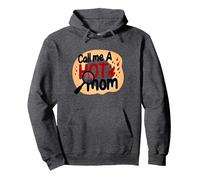 Chiamami Una Mamma Calda ardente Divertente Umorismo maternità Felpa con Cappuccio, Unisex per Adulti, Grigio Scuro, S