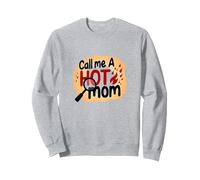 Chiamami Una Mamma Calda ardente Divertente Umorismo maternità Felpa, Unisex per Adulti, Grigio Melange, S
