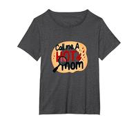 Chiamami Una Mamma Calda ardente Divertente Umorismo maternità Maglietta, Donna Plus-Size, Grigio Scuro, 6X
