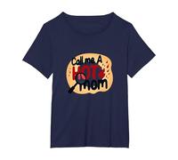 Chiamami Una Mamma Calda ardente Divertente Umorismo maternità Maglietta, Donna Plus-Size, Navy, 1X