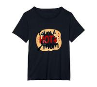 Chiamami Una Mamma Calda ardente Divertente Umorismo maternità Maglietta, Donna Plus-Size, Nero, 4X
