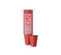 Chianese Bicchieri di plastica 200cc Rosso 50pz | Monouso e 100% Riciclabili | Resistenti fino a 90°C | Ideali per Feste, Compleanni, Matrimoni, Catering ed Eventi Speciali