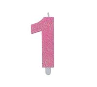 Chianese Candelina in cera per compleanno Sweety Numero 1 Rosa Glitterata 8cm | Candeline per Torta Compleanno | Candele Particolari per Feste, Anniversari e Decorazioni Dolci