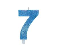 Chianese Candelina in cera per compleanno Sweety Numero 7 Celeste Glitterata 8cm | Candeline per Torta Compleanno | Candele Particolari per Feste, Anniversari e Decorazioni Dolci