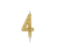 Chianese Candelina Maxi Sweety numero 4 Oro Glitterata 15cm per Compleanno | Candeline per Torta Compleanno | Candele Particolari per Feste, Anniversari e Decorazioni Dolci