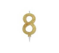 Chianese Candelina Maxi Sweety numero 8 Oro Glitterata 15cm per Compleanno | Candeline per Torta Compleanno | Candele Particolari per Feste, Anniversari e Decorazioni Dolci