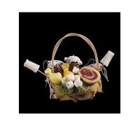 Chianese Cesto con Formaggi e Salumi in Cera - Miniatura Artigianale per Presepe Napoletano - Perfetto per Scene di Mercato, Botteghe e Taverne - L 8 x P 5 x H 10 cm