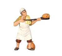 Chianese Pastore statuina Uomo con Pane 10 cm di plastica per presepe - Figura artigianale dipinta a mano, ideale per presepe tradizionale, decorazioni natalizie, realismo presepiale