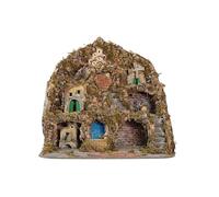 Chianese Presepe Napoletano Artigianale con Forno, Mulino, Cascata, Macina e Luci 60x54x60 cm - Struttura Realistica con Effetti Dinamici, Illuminazione e Pastori