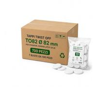 CHIANESE Tappi Twist Off TO82 Ø82 mm 700 Pezzi per Conserve e Marmellate, Capsule Bianche per Vasetti in Vetro, Idonei alla Bollitura, Passata di Pomodoro, Sottoli e Sottaceti