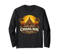 Chiang Mai Thailandia Tramonto Tempio Viaggi Design Maglia a Manica