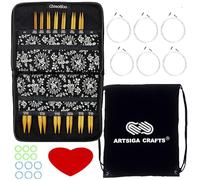 ChiaoGoo Artsiga Crafts 2400-C - Set completo di ferri da maglia intercambiabili in bambù, 10,2 cm, con 1 borsa Artsiga Crafts Project Bag