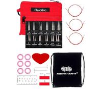 ChiaoGoo Twist Red Lace Shorties 2 & 3-Inch Small Red 7230-M Interchangeable Knitting Needle Set, 12-Pair Sizes US 0, 1, 1.5, 2, 2.5, 3, Stainless Steel, 3 Cords with 1 Project Bag
