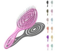 CHIARA AMBRA Spazzola Districante Capelli Bagnati e Asciutti - Spazzola Capelli Ricci Lisci Mossi - Scioglinodi e Anti Rottura per Extension - Ergonomica con Design a Spirale - Rosa
