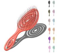 CHIARA AMBRA Spazzola Districante Capelli Bagnati e Asciutti - Spazzola Capelli Ricci Lisci Mossi - Scioglinodi e Anti Rottura per Extension - Ergonomica con Design a Spirale - Color Pesca
