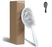 Chiara Ambra Spazzola Districante per Capelli - Spazzola a Spirale per Donna e Uomo - Spazzola Scioglinodi per Capelli Ricci Lisci e Bagnati - Ergonomica e Delicata - Bianco
