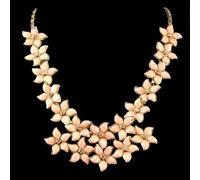 Chiaro Corallo Oro & Cristallo Estate Fiori Gruppo di Collare Grande