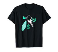 Chiaro Teal Aqua Success Keys Love Peace Money Teal Aqua Maglietta
