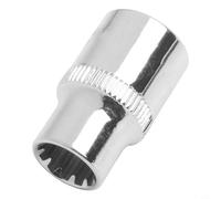 Chiave a bussola corta a specchio a 12 punti, attacco da 3/8 di pollice per punta Torx, adattatore per chiave a cricchetto in acciaio al cromo vanadio, design a taglio ad alta coppia, argento (9 mm)