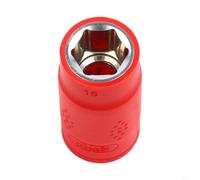 Chiave a bussola isolata con dado 3/8, connettore esagonale 1000 V, protezione ad alta tensione, in acciaio al cromo vanadio TPE, strumento manuale (15 mm)