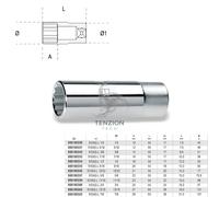 Beta 910AS-L 19/32 - Chiavi a bussola con attacco quadro femmina 3/8", tipo lungo bocca poligonale, cromate