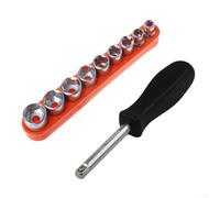 Chiave a bussola manuale con attacco femmina da 1/4 di pollice e 9 prese metriche da 5 mm a 13 mm per attività di rimozione e installazione di elementi di fissaggio