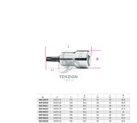 Beta 910TX 40 - Chiavi a bussola a giravite maschio per viti con impronta Torx con attacco quadro femmina 3/8" cromate - inserti bruniti