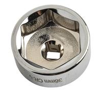 Chiave a bussola per filtro dell'olio a basso profilo, 36 mm, attacco da 3/8", 6 punti, in acciaio al cromo vanadio, per la rimozione del tappo del contenitore a cartuccia