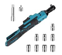 Chiave a Cricchetto a Batteria, 3/8" Batteria Cricchetto compatibile con Makita 18V, 55N.m Chiave a Cricchetto Senza Fili con LED/8 Bussole, Adattatore da 1/4", Asta di Estensione 3" (Senza Batteria)