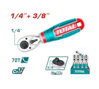 CHIAVE A CRICCHETTO CON ATTACCO DOPPIO 1/4" + 3/8" 72T LUNGHEZZA 140mm TOTAL
