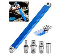 Chiave a cricchetto con estensione offset, estensione della chiave a cricchetto zero gradi da 38 cm, chiave a bussola con adattatori quadrati (1/2", 1/4", 3/8"), chiave universale per estensioni per