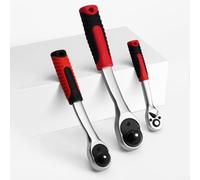 Chiave a cricchetto da 1/4 3/8 1/2 pollici con meccanismo a ingranaggi a 72 denti per spazi ristretti, chiave a bussola reversibile con impugnatura ergonomica e foro per appendere la casa (3 pezzi)