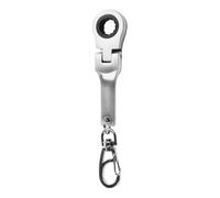 Chiave a cricchetto da 10 mm, portatile, girevole, in metallo | Questa chiave compatta da dieci millimetri combina un cricchetto girevole con un portachiavi per riparazioni quotidiane.