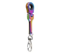 Chiave a cricchetto da 10 mm, portatile, girevole, in metallo | Questa chiave compatta da dieci millimetri combina un cricchetto girevole con un portachiavi per riparazioni quotidiane.