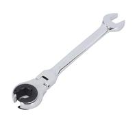 Chiave a Cricchetto per Dado Svasato 14 Mm, 7,5 Pollici, estremità Aperta, 72 Denti, Testa Flessibile per Linee AC Freno Carburante, Angolo Regolabile