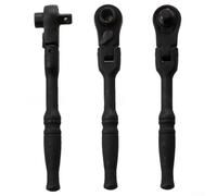 Chiave a cricchetto reversibile con impugnatura a cricchetto da 1/4", oscillazione di 5 gradi, struttura in metallo per spazi ristretti (nero)