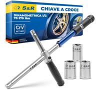 Chiave a Croce Dinamometrica 1/2 (70-170 Nm) Chiave per Ruote Auto con 3 Bussole
