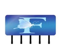 Chiave a forma di farfalla con lettera F da parete con organizer per posta e 5 ganci decorativi autoadesivi da parete per miglioramento della casa, ingresso e corridoio