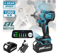 Chiave a percussione elettrica senza spazzole 1200N.M Chiave elettrica a batteria da 1/2 pollici per Makita 18V Batteria Cacciavite a perno Utensile elettrico One battery
