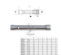 CHIAVI A TUBO DOPPIE ESAGONALI SERIE LEGGERA CROMATE SATINATE MM 21x23 ART. 935