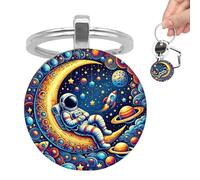 Chiave auto astronauta - Corsa a tema spaziale con pianeta e fascino lunare | Ciondolo fresco per uomini, donne, adolescenti e | Accessorio decorativo per