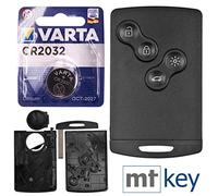 Chiave auto scheda telecomando telecomando alloggiamento con 4 tasti + chiave di emergenza vergine + batteria compatibile con Renault Clio Captur Laguna III Koleos Megane Scenic III