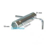 CHIAVE CANDELA MOTO 19/21mm 2in1 CON LEVA ANGOLATA