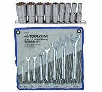 Chiave combinata BSW British Whitworth + prese profonde set 17 pezzi