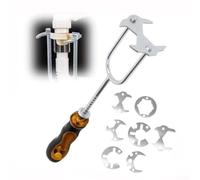 Chiave da sotto il lavello, chiave per rubinetto, multifunzione, sette teste intercambiabili, asta telescopica regolabile, in acciaio inox, impugnatura antiscivolo, compatta, 27 x 10 cm per (A)